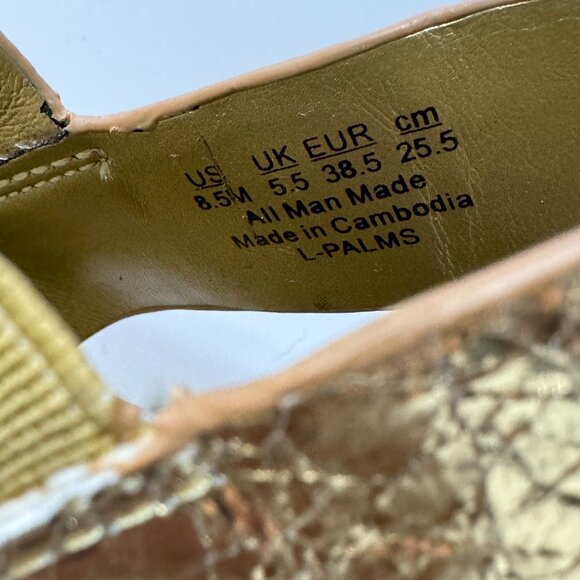 Franco Sarto Palms Espadrille Wedge Sandals Womens 8.5‎ M Gold Buckle Gladiator - Picture 7 of 16